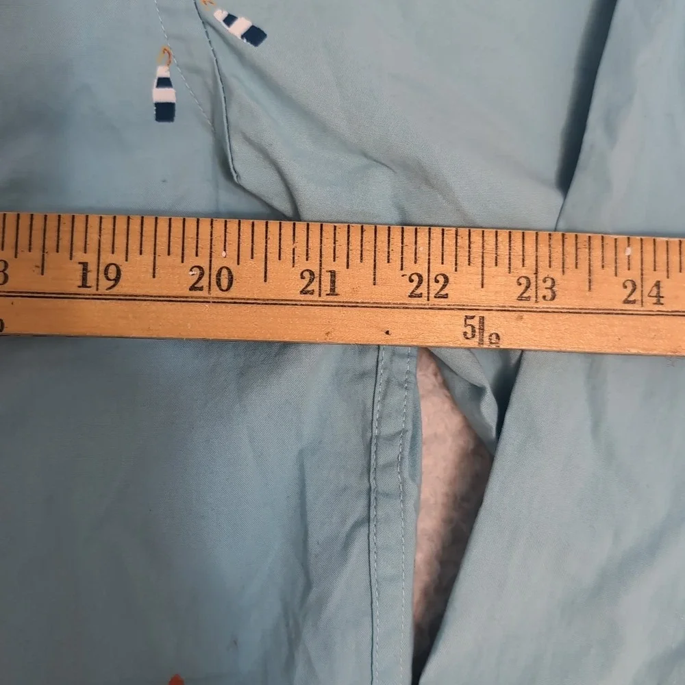 NEW J.Crew Mens Shirt L Slim Fit Buoys Nautical Aqua Blue‎ Long Sleeve Button